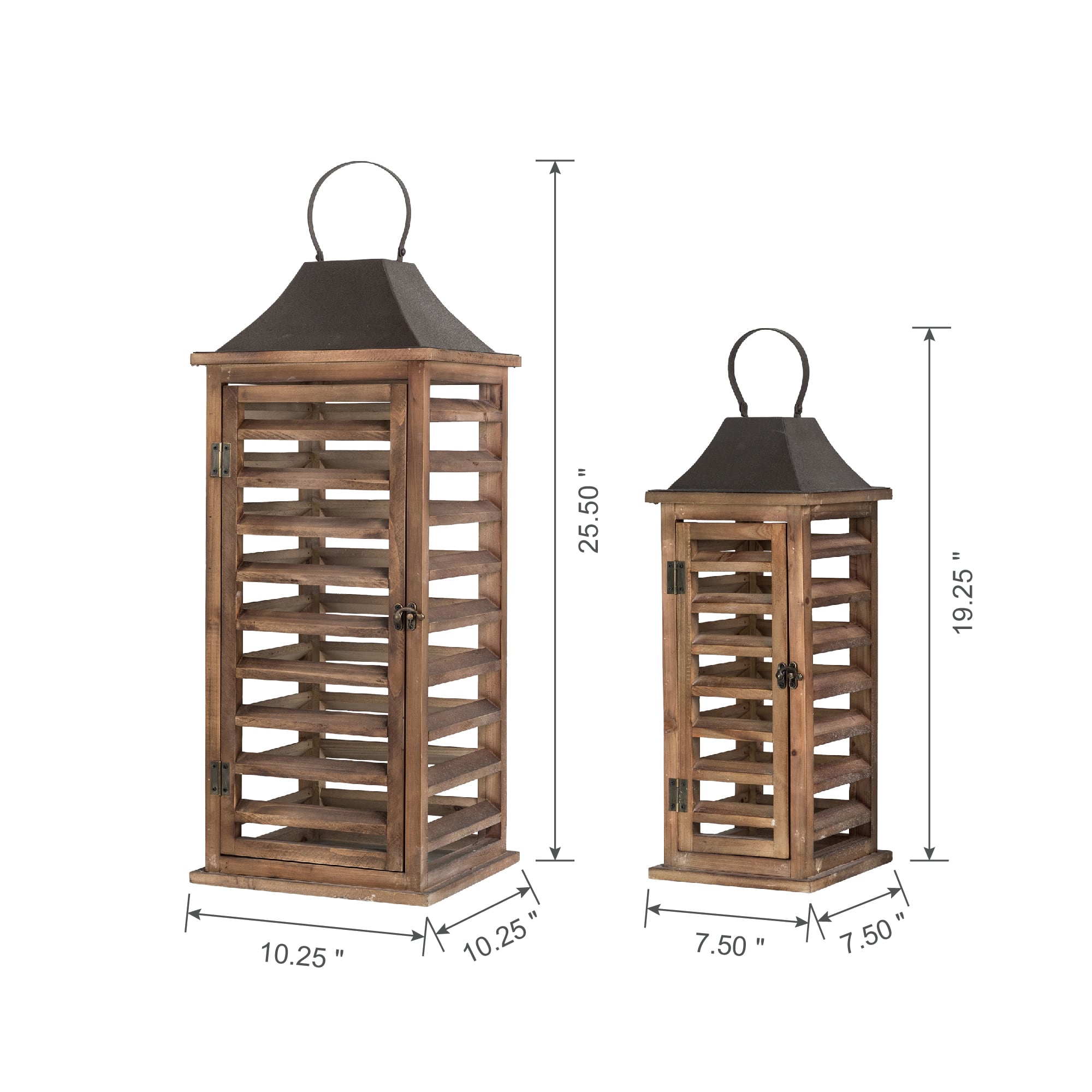 Modern Farmhouse Wooden Shutter Lantern Set